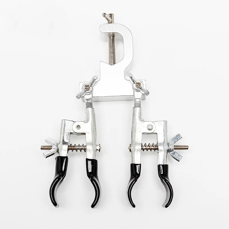 Gelsonlab HSG-101A Lab Aluminum Adjustable Double Flask Clamps Test Tube Clamp Burette Clamp PVC Coated Round Jaws