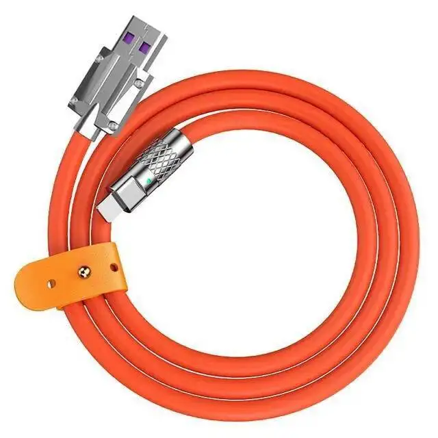 Силиконовый USB-КАБЕЛЬ 120 Вт 6А для iPhone 14 13 12 11 Макс 180 вращающийся Сверхбыстрый зарядный кабель зарядного устройства Huawei