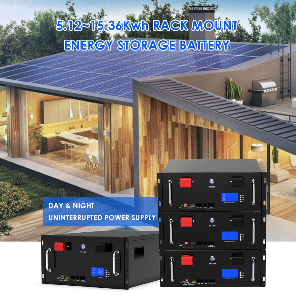 Standard 19 Rack mounted 51.2v 100Ah 200Ah 300Ah Lifepo4 Energy Storage Battery 5Kw 10Kw