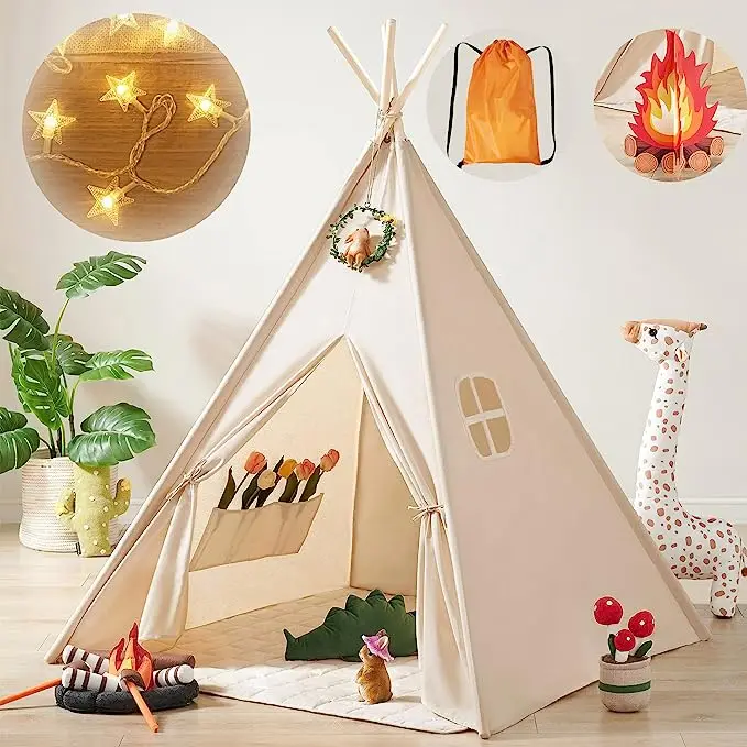 Factory Wholesales Perfect Quality Colorful Inflatable Toy Kids-Teepee-Tent With Lights Polyester Kids Tent