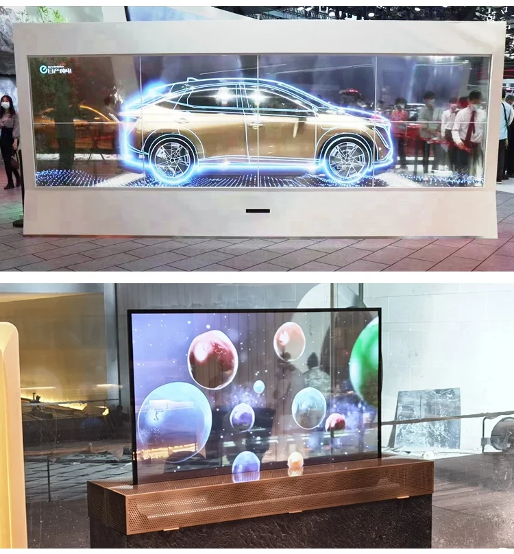 Ultra Thin Transparent Oled Small Desktop Floor Standing  Advertising Display Digital Signage Transparent Oled Display