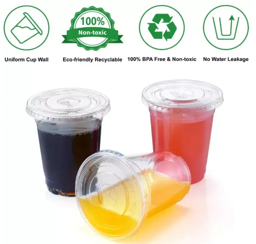 newly compostable 1oz/4oz/5oz/6oz/8oz sauce bubble tea boba beverage coffee cups clear pla biodegradable cup with seal lid