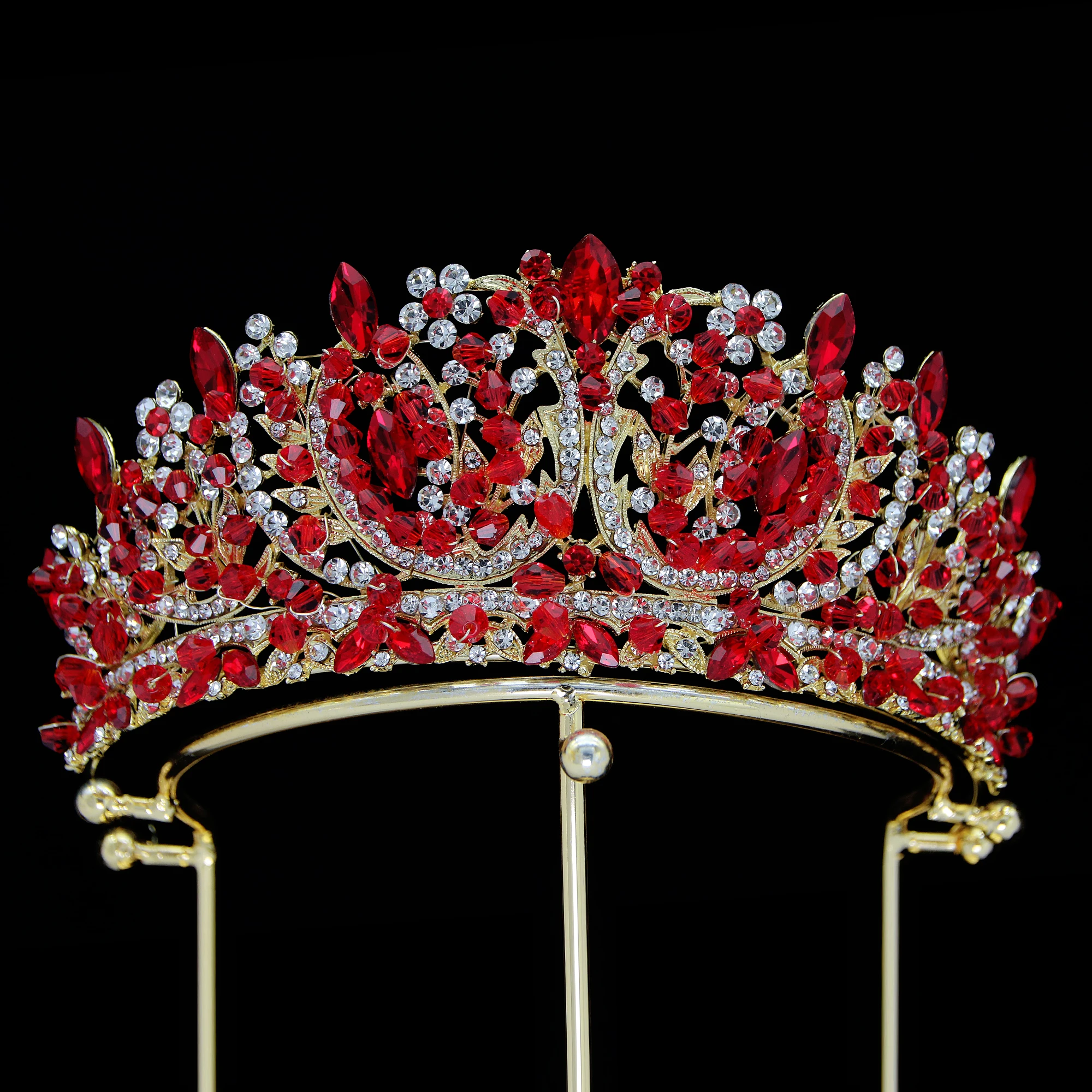 luxury princess silver rhinestone full crystal pageant wedding bridal handmade crown and tiara for women