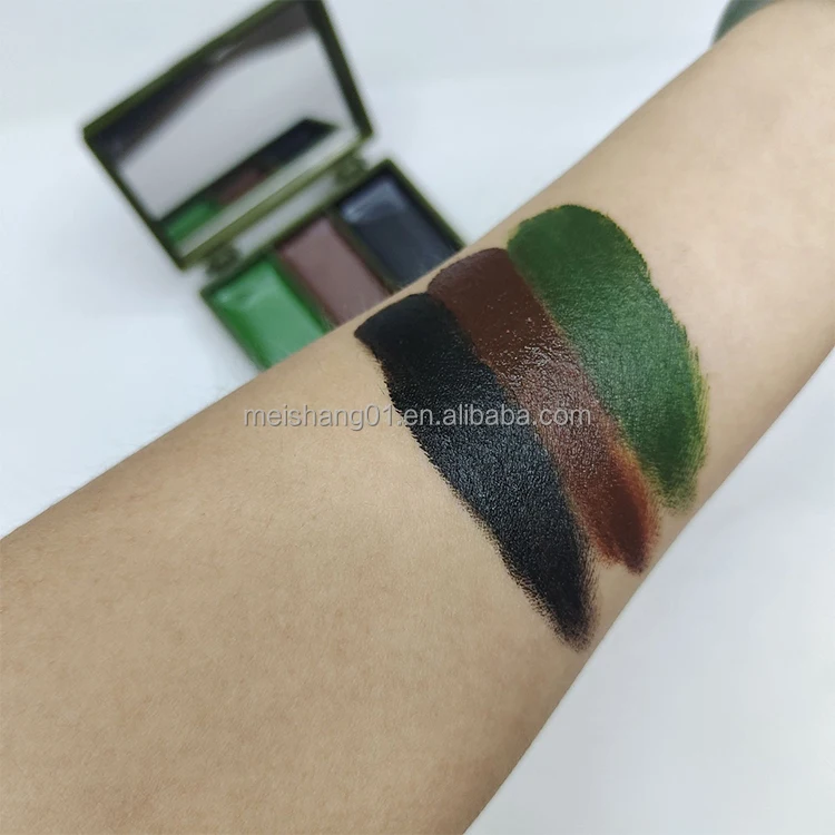 3 Color Camo Face Paint Set for Kids Long-Lasting Easy-to-Use Oil Based Body Paint with Washable Paint Stick for Halloween