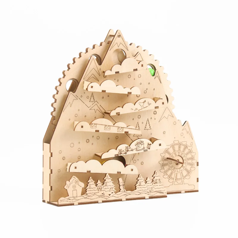 Creative Mechanical Gear Running Track 3D Wooden DIY Puzzles plywood educational  toy wood montessori toys for kids