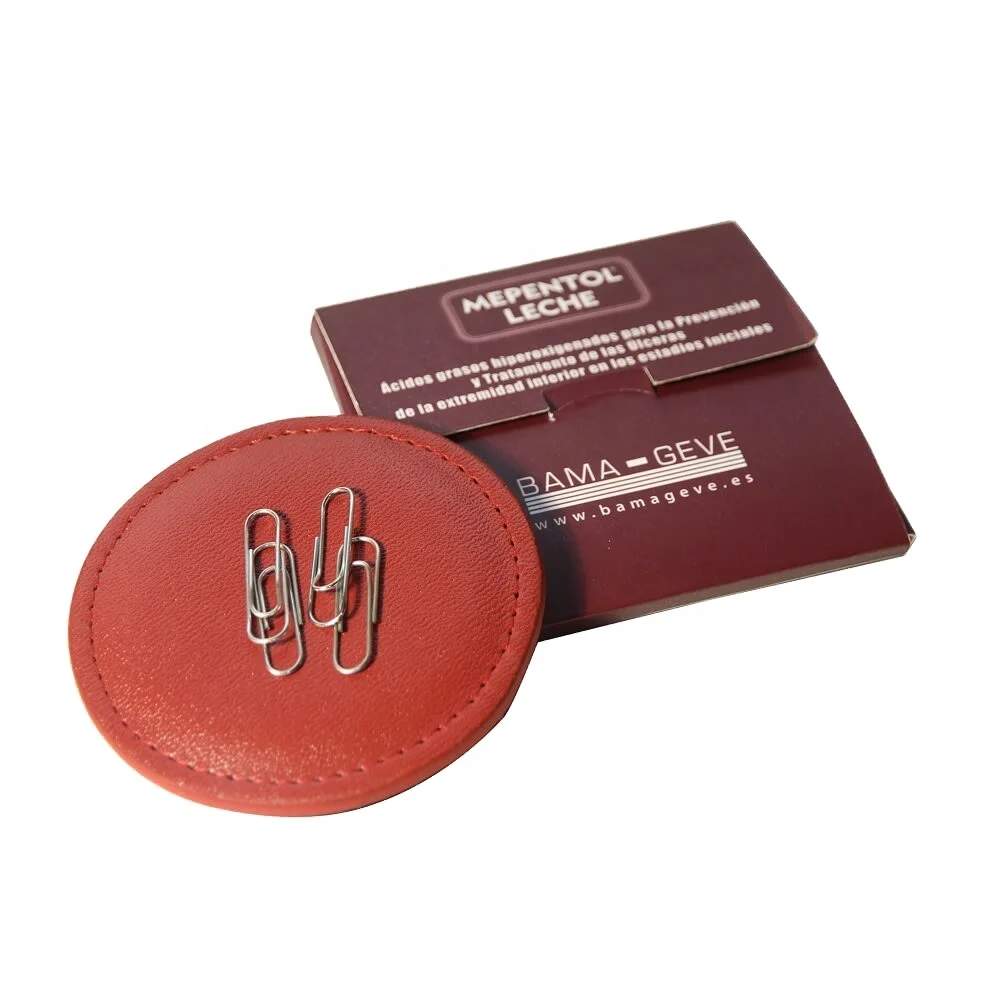 
Лидер продаж, рекламный подарок, маленький круглый магнитный держатель из искусственной кожи на заказ LG8091 