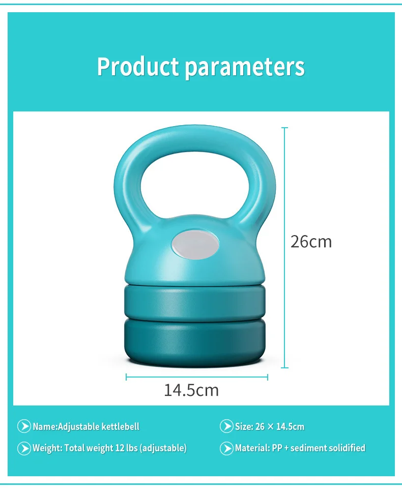 32Kg Adjustable Portable Grip Vinyl Coated Kettlebell With Handle