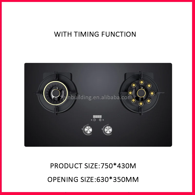 Household Nine burners 5.2KW folding NG IPG stove Timing function embedded flip dual cooker kitchen stove