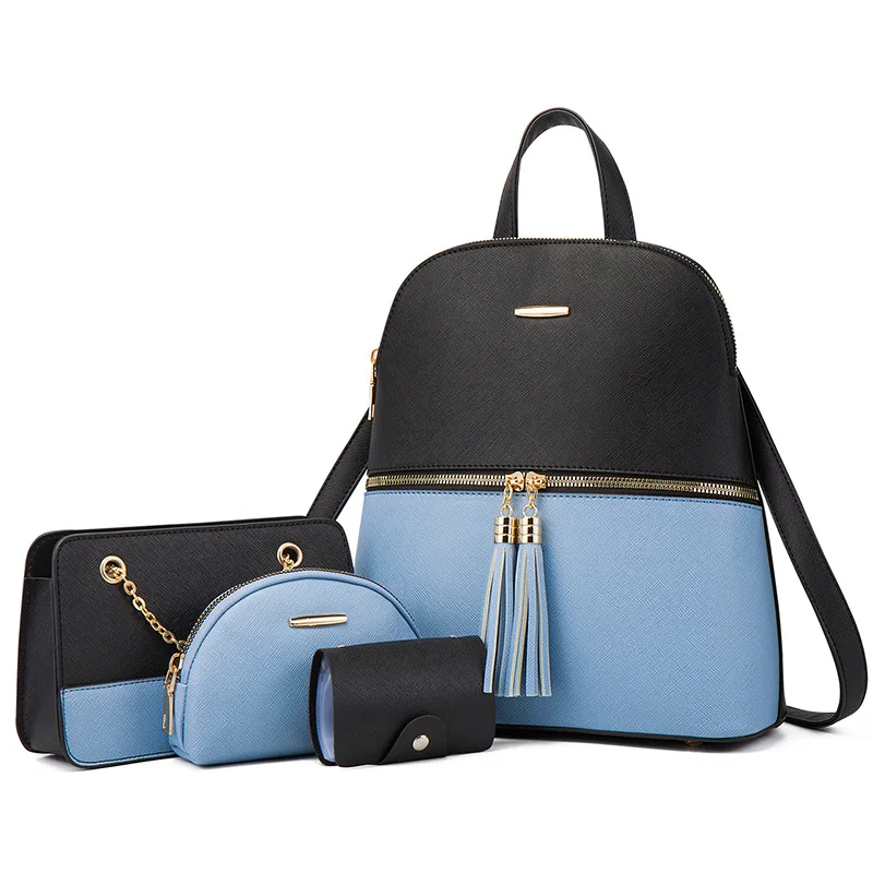 4 Psc set/2024 New European and American Backpack Single Shoulder Diagonal Straddle Mother Bag Four piece Set Multi piece Set