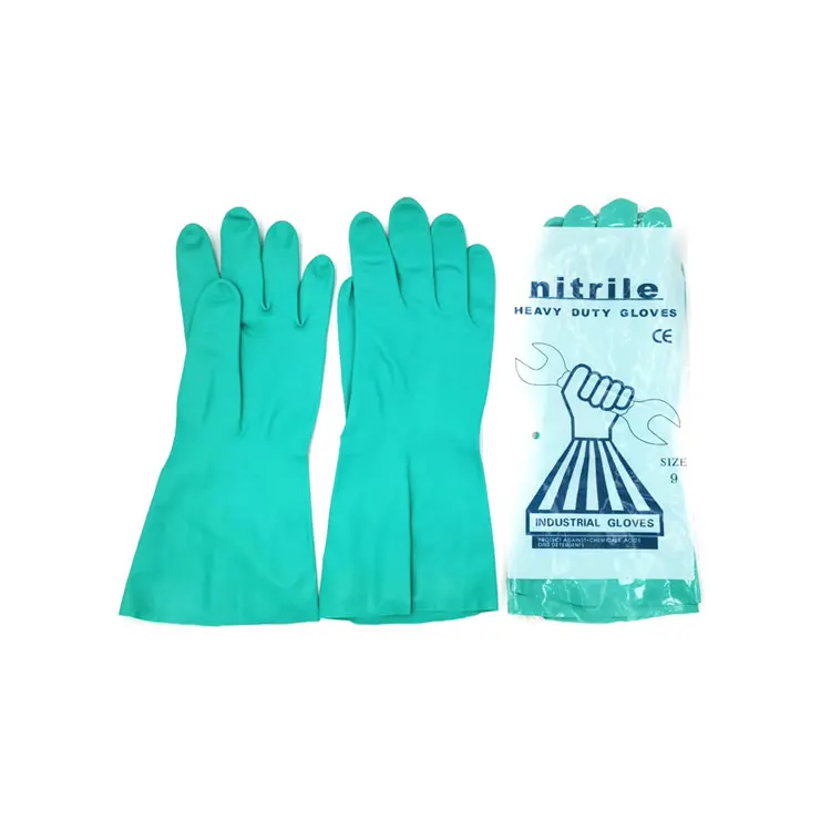 Wholesale green oil-proof nitrile gloves chemical resistant nitrile gloves