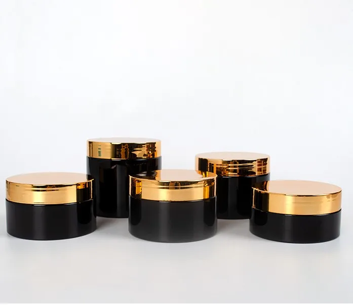 50ml 100ml 150ml 200ml 250ml cosmetic cream pet containers gold lid containers plastic jar