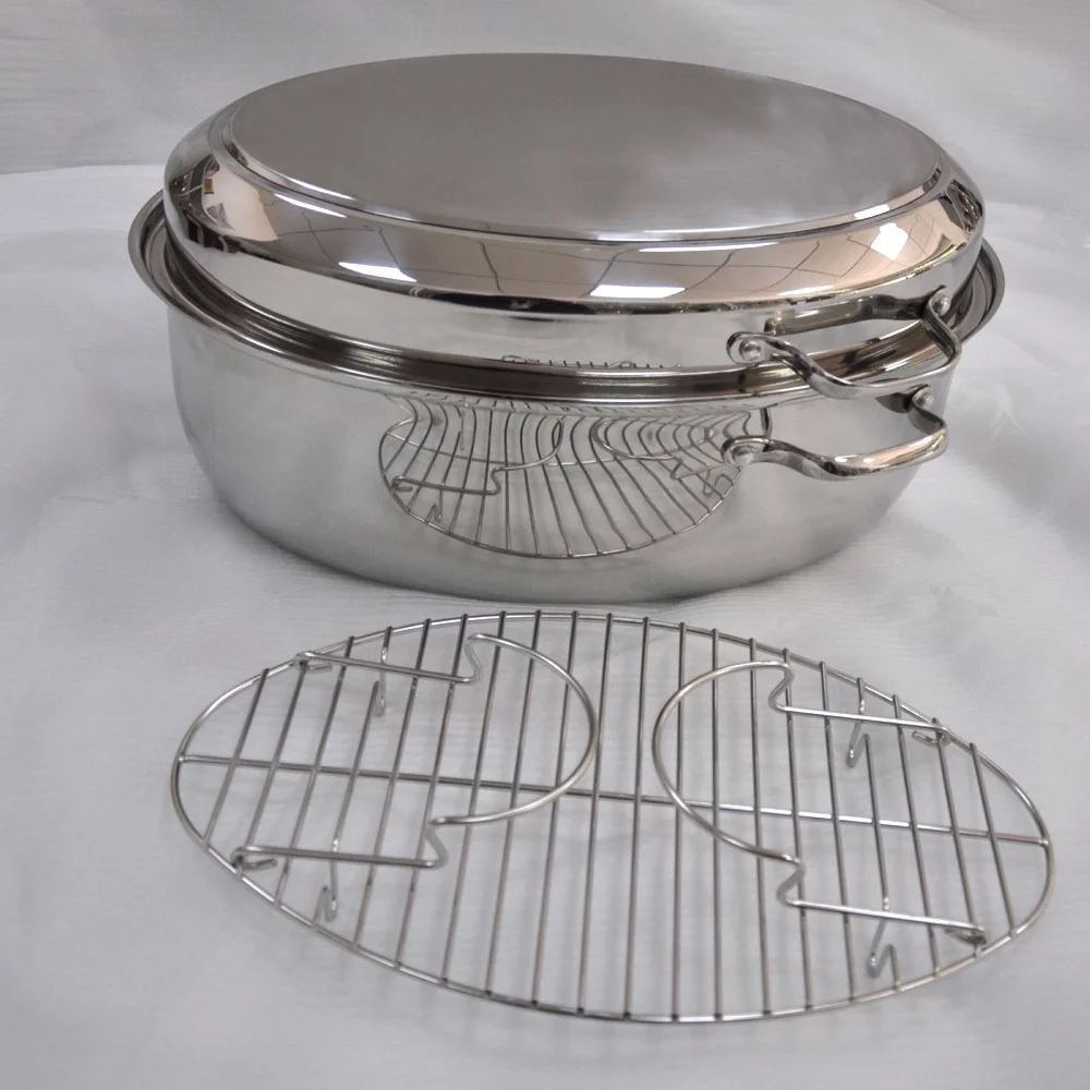 Oval roaster pan stainless steel 304 oval grilled chicken plate for Kitchenware