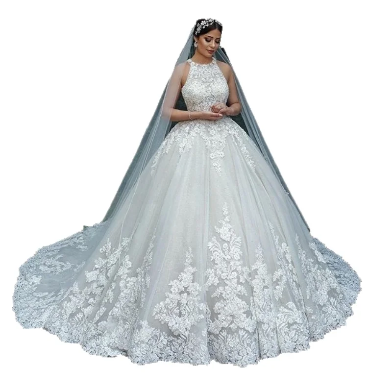 Best Selling Bridal Luxury Lace Wedding Dress Ball Gown For Bride Custom Made
