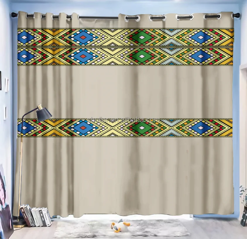 Custom Ethiopian  Windows Curtains for Living Room Curtain personalization  Customized Photo Gift Home Decor with 12 Hooks