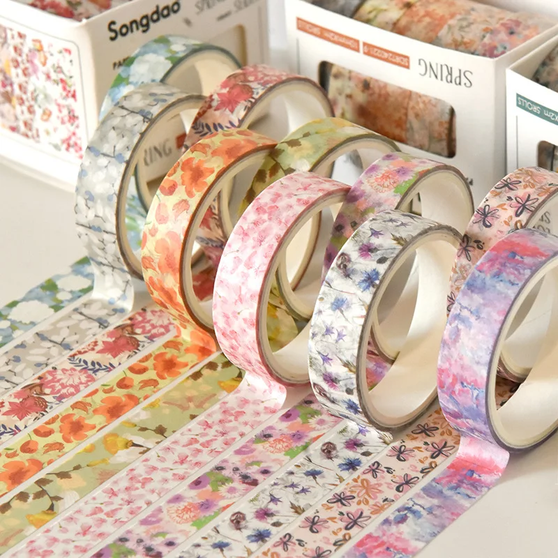 5 rolls simple design flower washi masking tape set with customized box