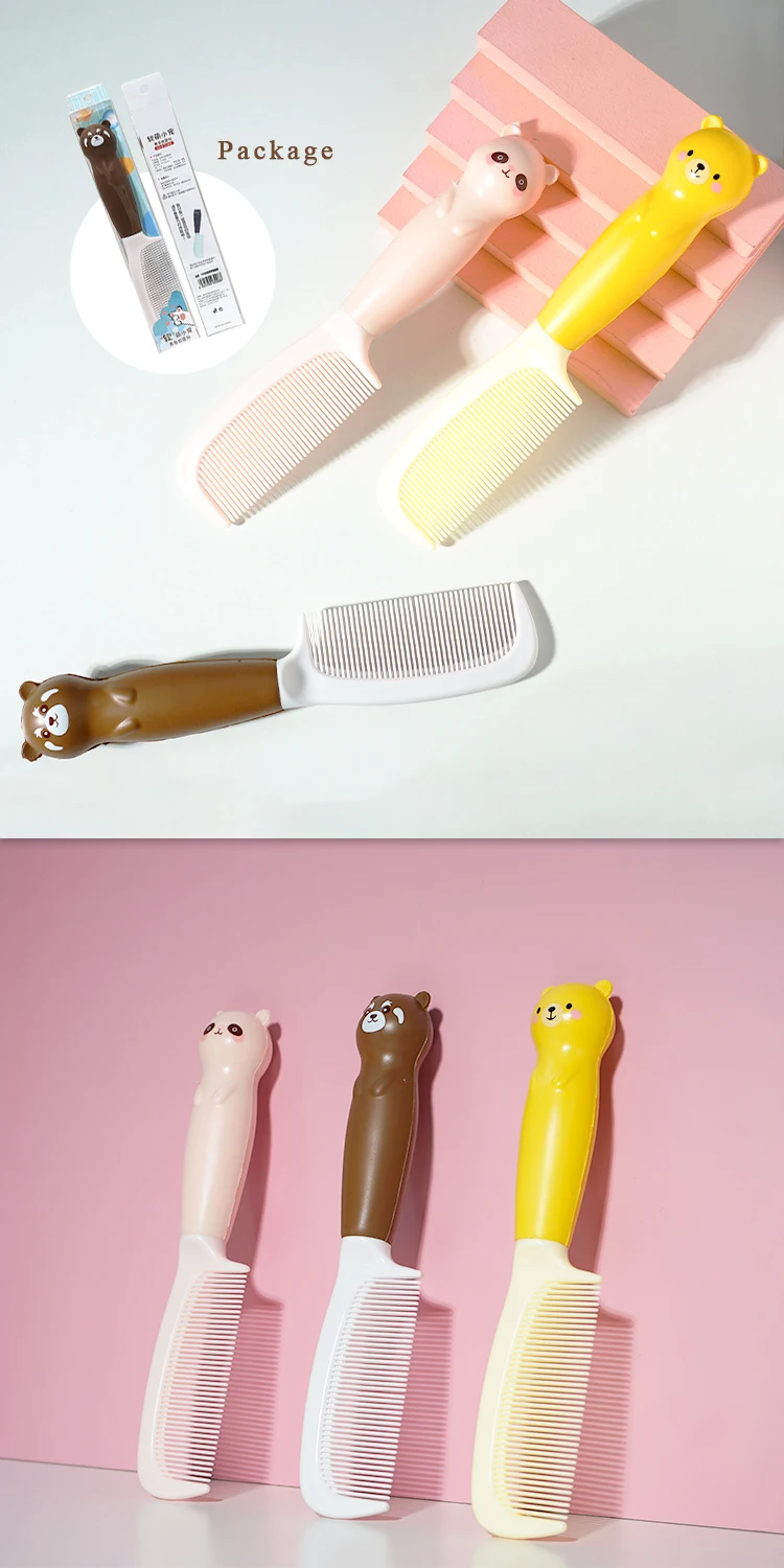 cartoon leopard compact pins hairbrush