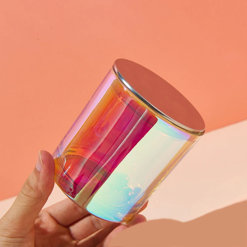 Luxury Holographic Empty Candle Jar Container 6oz 10oz Private Label Brand