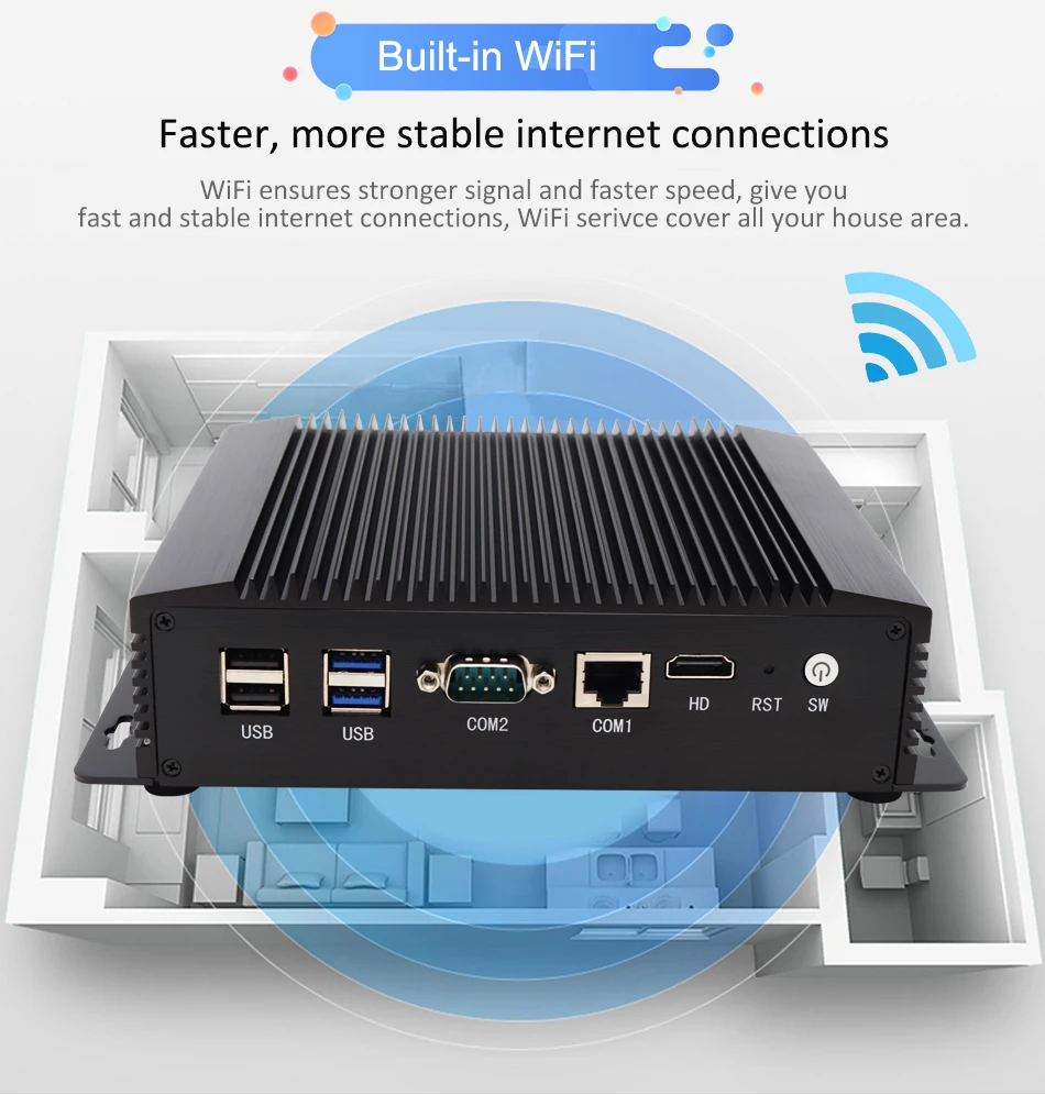 Новейшая модель; Безвентиляторный DDR4 6 Lan порт core i5-8265U промышленных pfsense мини-компьютер поддержка AWAL РТК шерстяные PXE промышленный