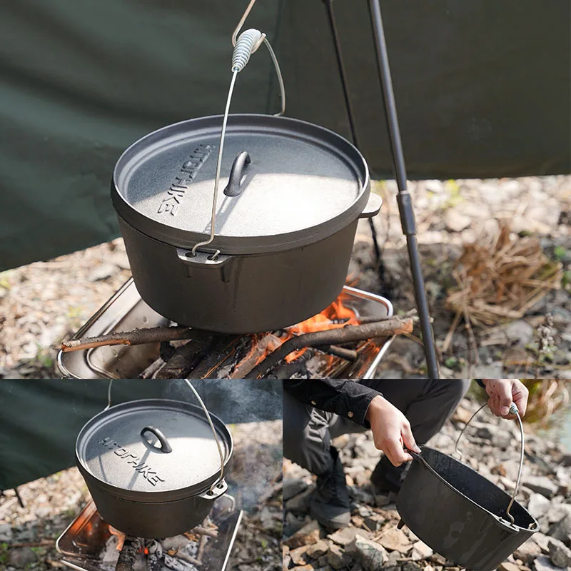 Hitorhike outdoor camping cookware iron cast pan 1-2person cooking pot picnic equipment