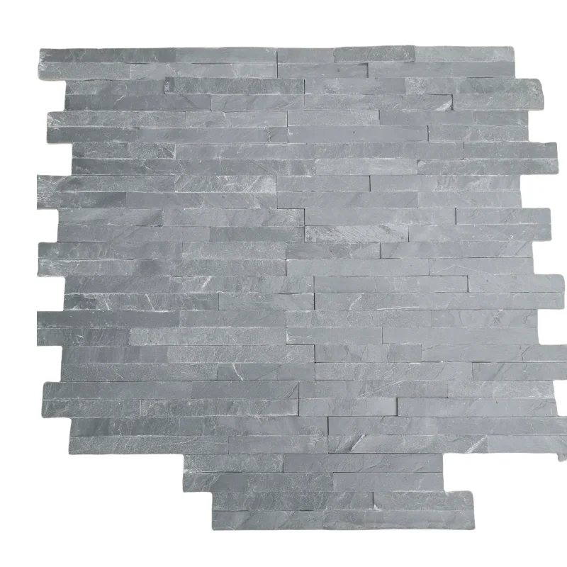 Natural black slate slim stone panel natural split face ledgestone wall cladding stone