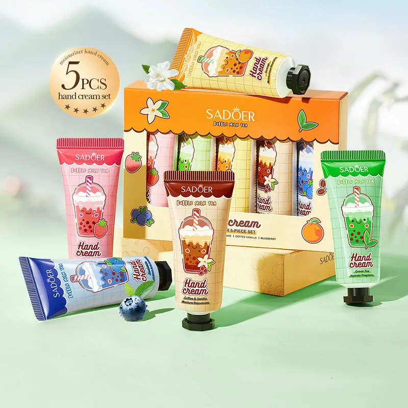 SADOER Plant Extract Deep Moisturize Hydrating Roughness Improve Dry Hand Care Fruit Fragrance Hand Lotion Cream 5 Pieces/Box