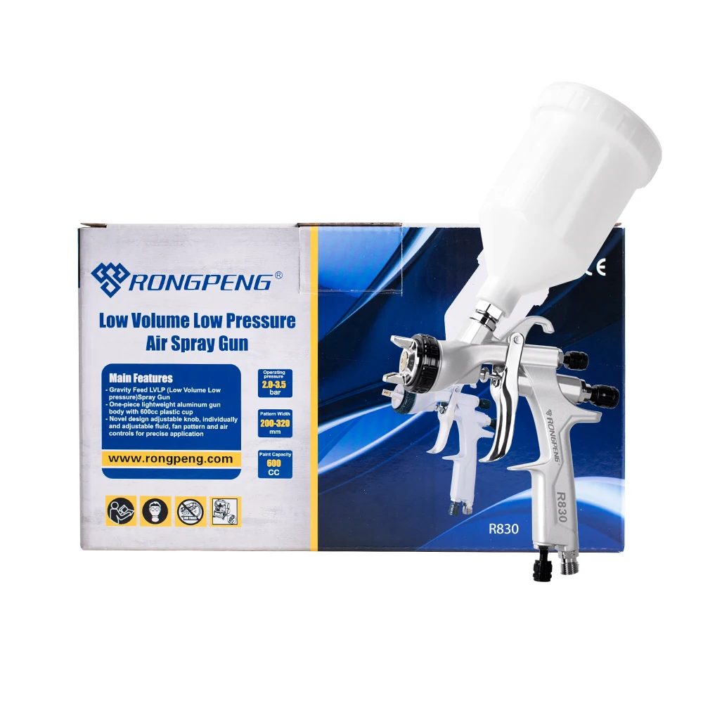RONGPENG R830 New Design Spray Gun LVLP Air Paint Sprayer Gun for Painting Car, Fence, Door, Furniture 1.3/1.7/2.0mm Nozzle