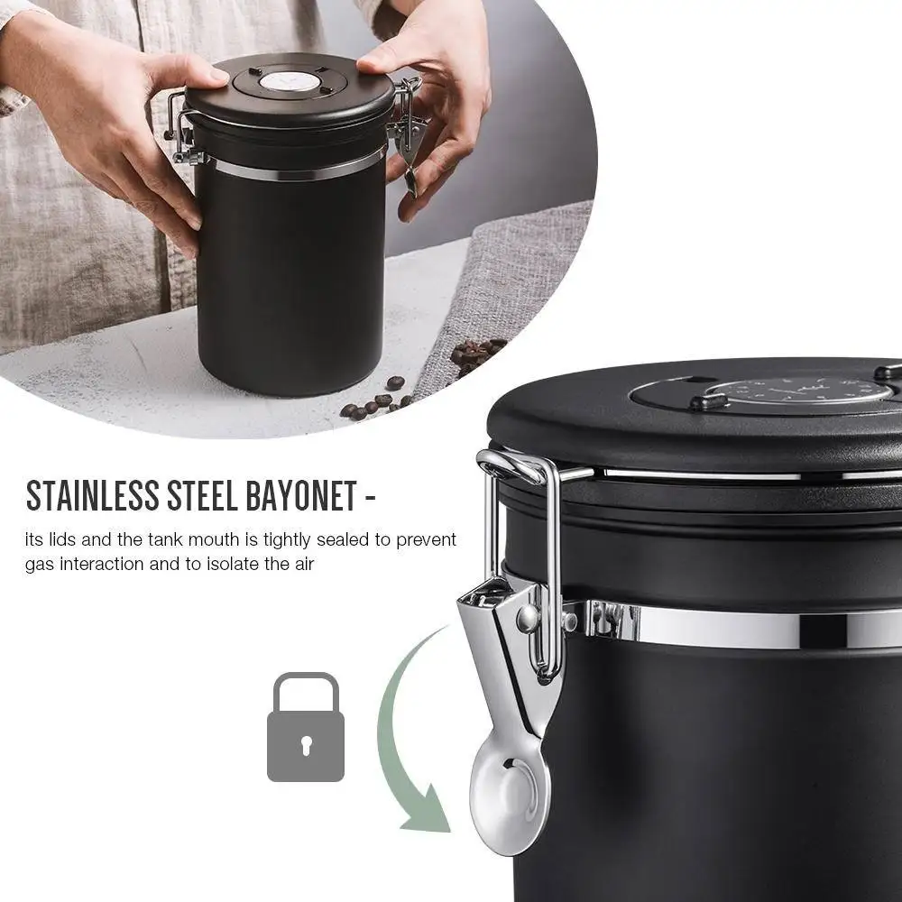 2022 New Classic Glass Inner Electric Auto Vacuum Stainless Steel Bail-Clasp Round Vacuum Coffee Canister For Home