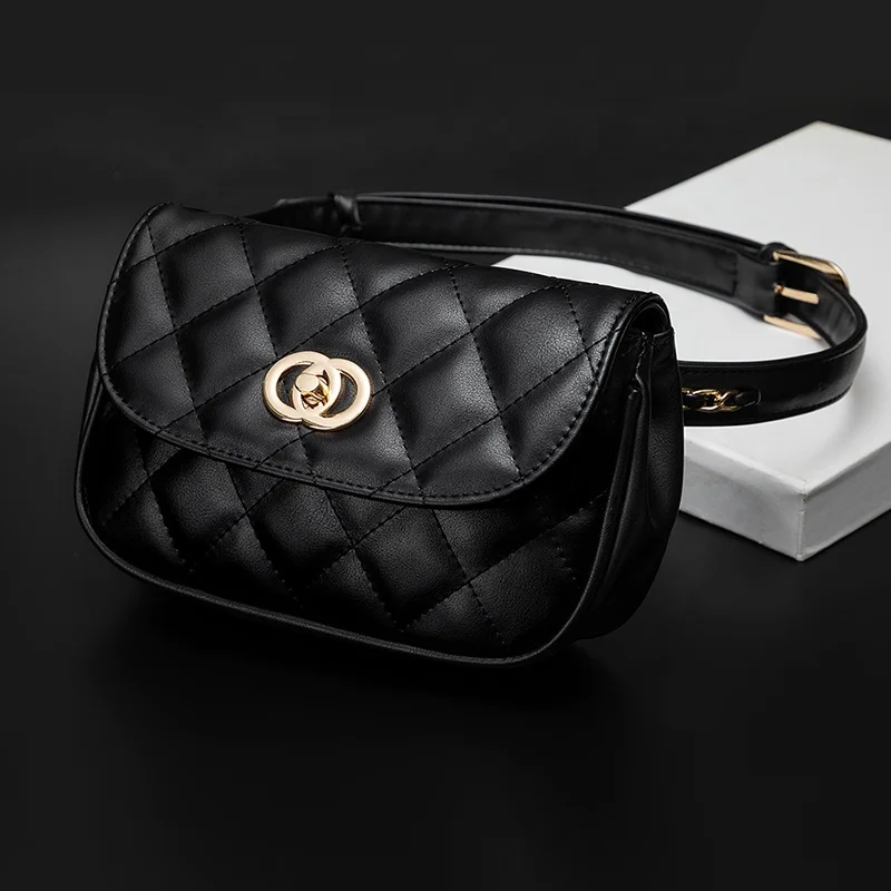 MIYIN Korean version fashionable waist bag for women coin key Crossbody shoulder bag Rhombus cute Belt Bag with Adjustable belt