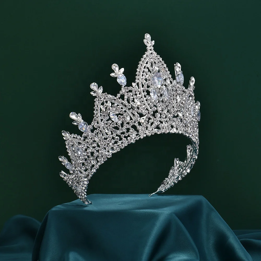 Queen Birthday Party Decoration Big Pageant Zircon Crowns Wedding Headwear Bridal Princess Tiara For Girls