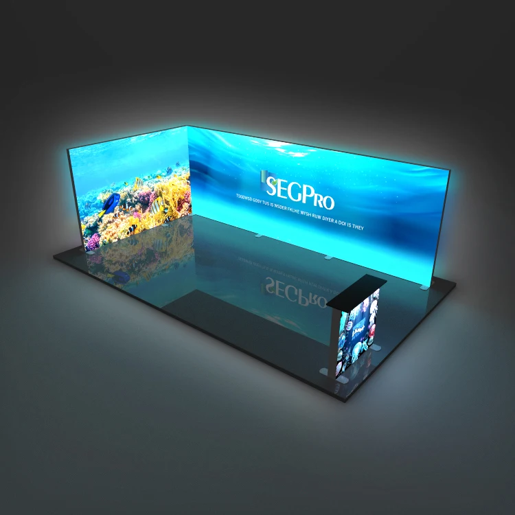Floor Standing Backlit Tension Fabric Modern Exhibition Light Box 20x20 Trade Show Booth Display