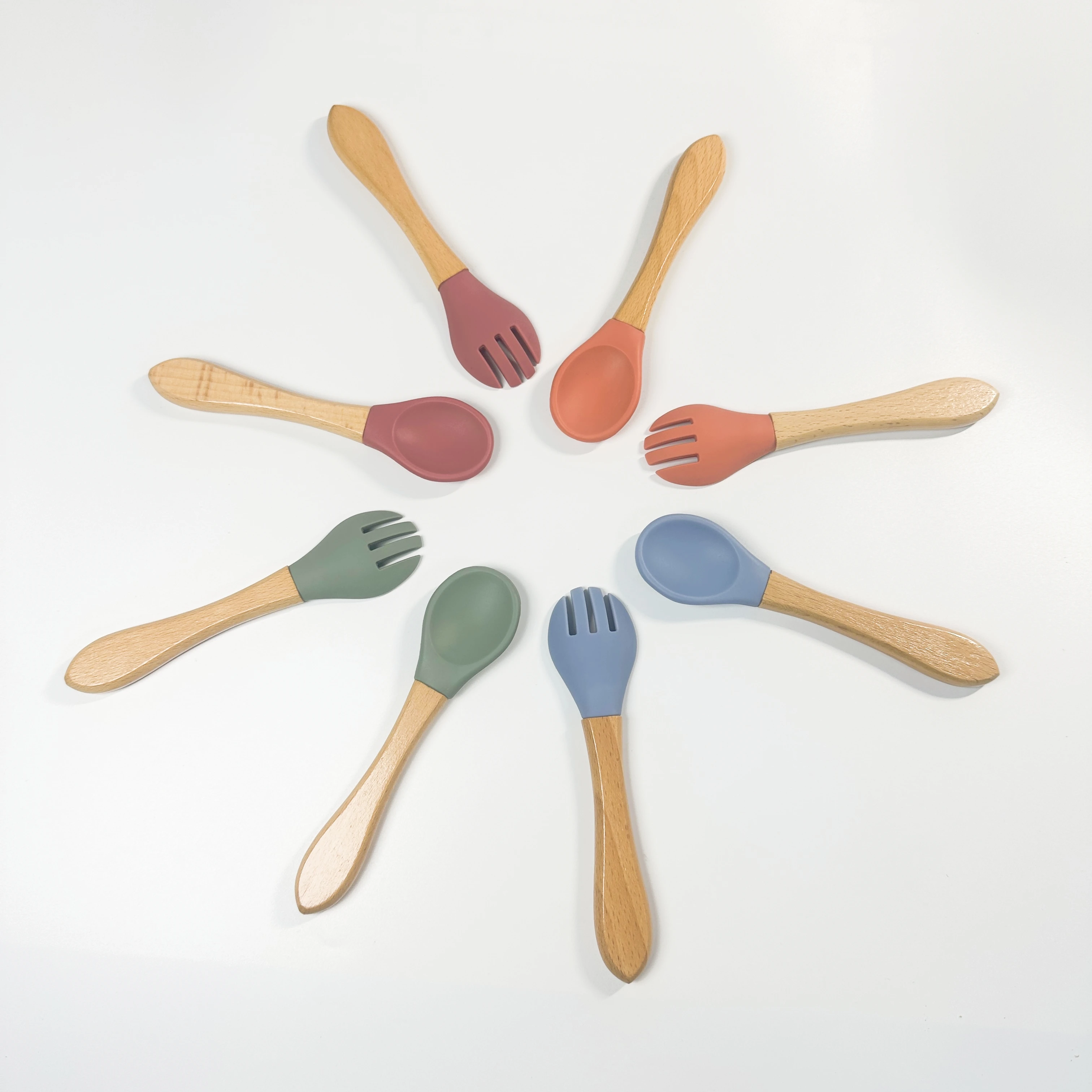 BABY Feeding Spoons 1 PACK Wooden Weaning Spoon with Silicone Tip BPA Free