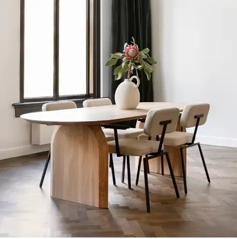 Modern Nordic Solid Wood Dining Table Set for Home for Restaurant & Living Room Use