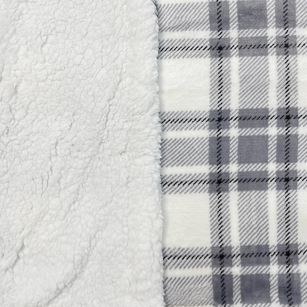 High Quality Plaid Flannel Fleece Sherpa Trim Super Soft Warm Cozy 2 PLY Throw Blanket For Chilly Winter Suppliers