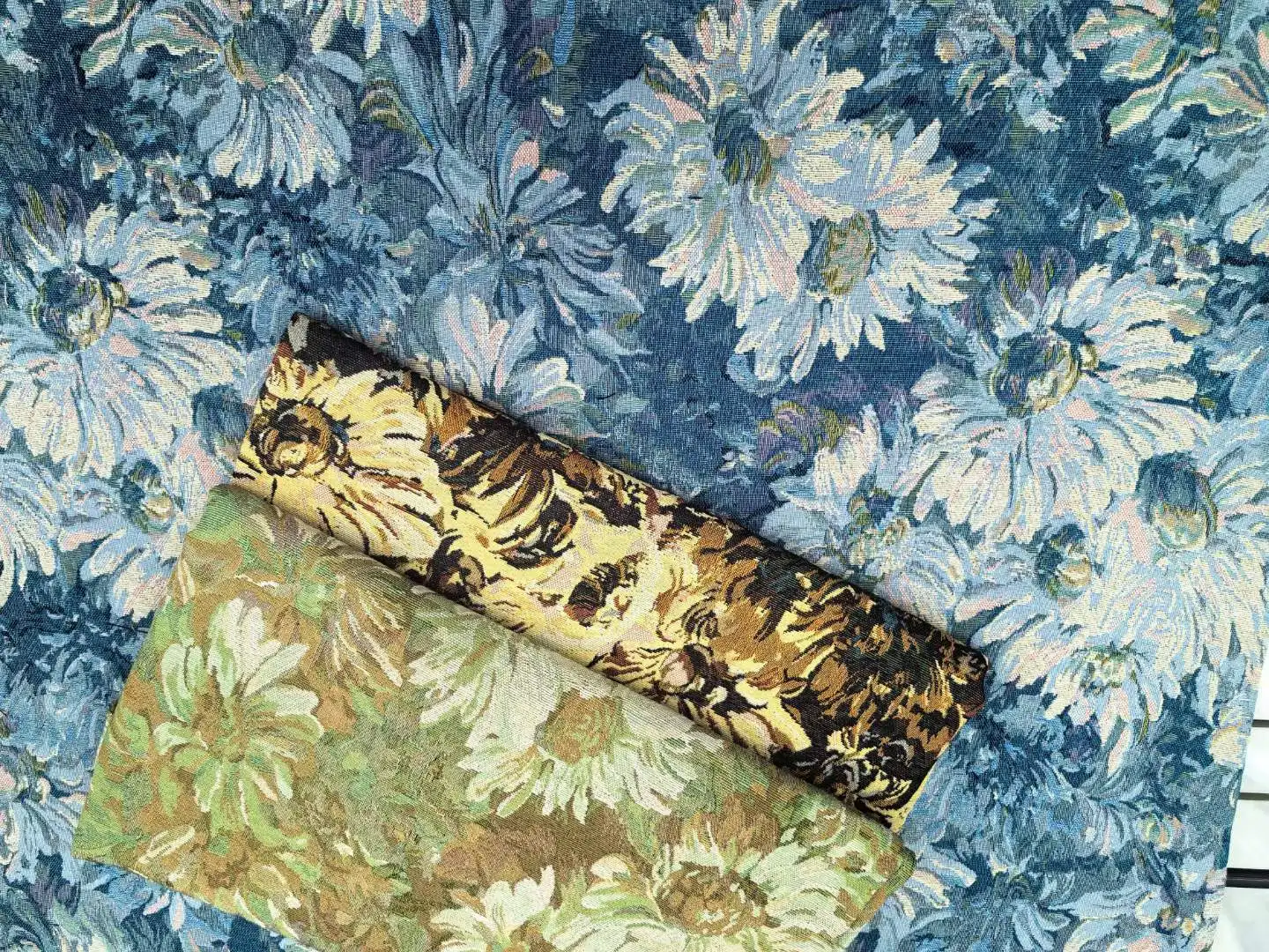 High-grade sunflower 3D jacquard polyester cotton fabric Home fabric table cloth for clothing fabric