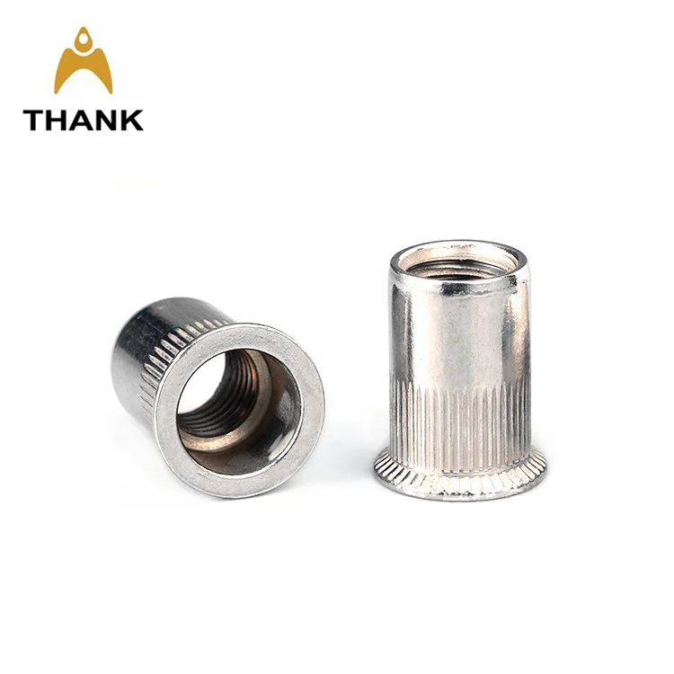 hot sale Steel zinc plated / Stainless steel knurled rivnut flat head threaded pop rivet nut M2 M3 M4 M5 M6 M8 M10 M12