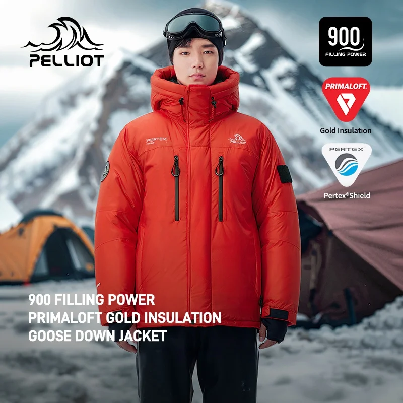 Pelliot alpine down jacket 900 filling power goose down PERTEX ultralight rock climbing primaloft gold cotton down jacket men