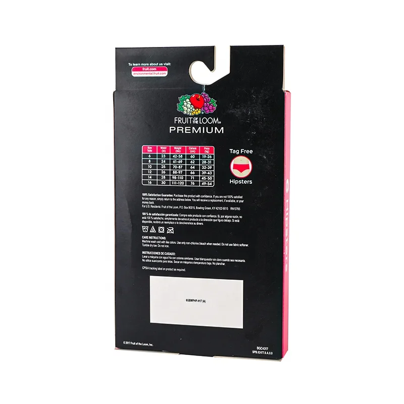 Wholesale Square Hanging Underwear Panties Packaging Box Boxes Paper Box