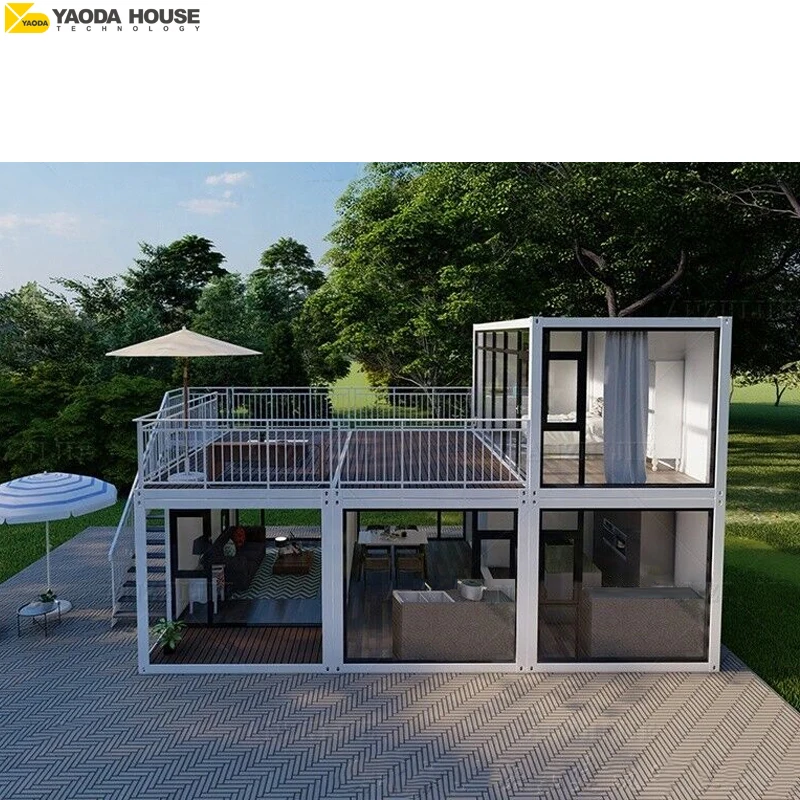 2 Story Modern Modular Metal Pre Built Prefab Tiny Shipping Flat Packed / Assemble /Foldable Container House Homes for Sale