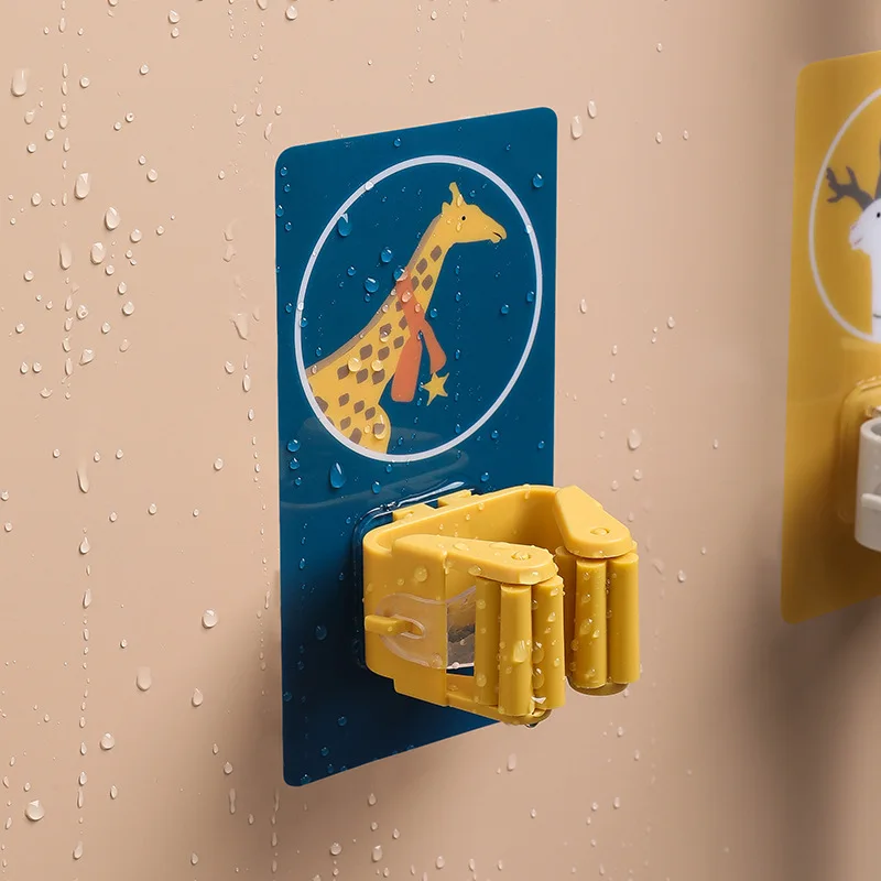 Cartoon paste hook toilet strong traceless wall hanging storage load-bearing mop clip