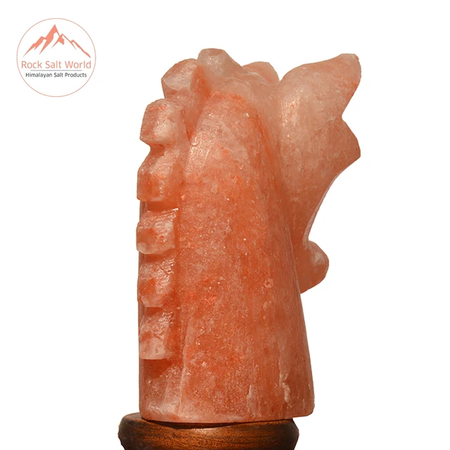 Himalayan Natural Horse Knight Shape Crafted Sat Lamp with Certified Cord and Bulb in Best Home Decor style for Best Wellness