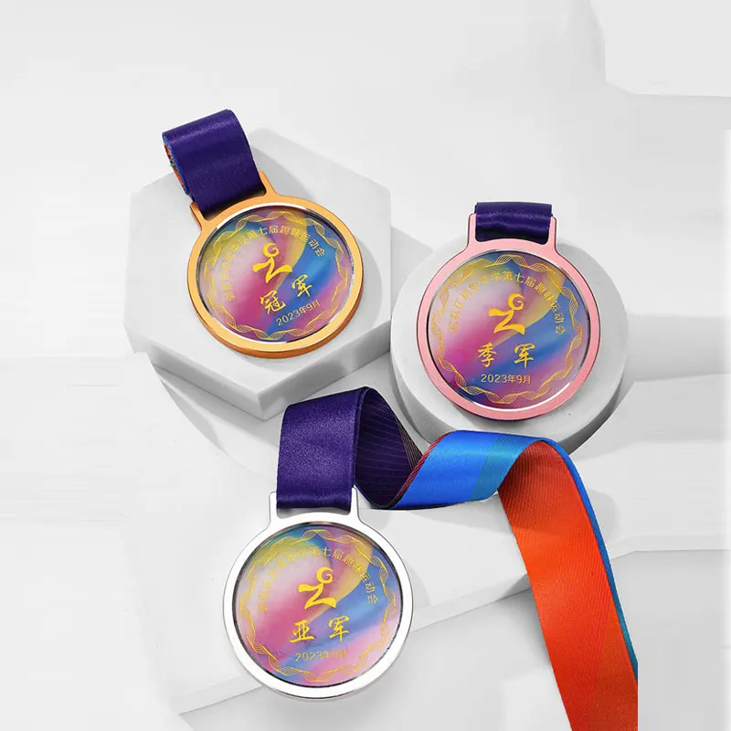 high quality personalized  running sports crystal glass medal