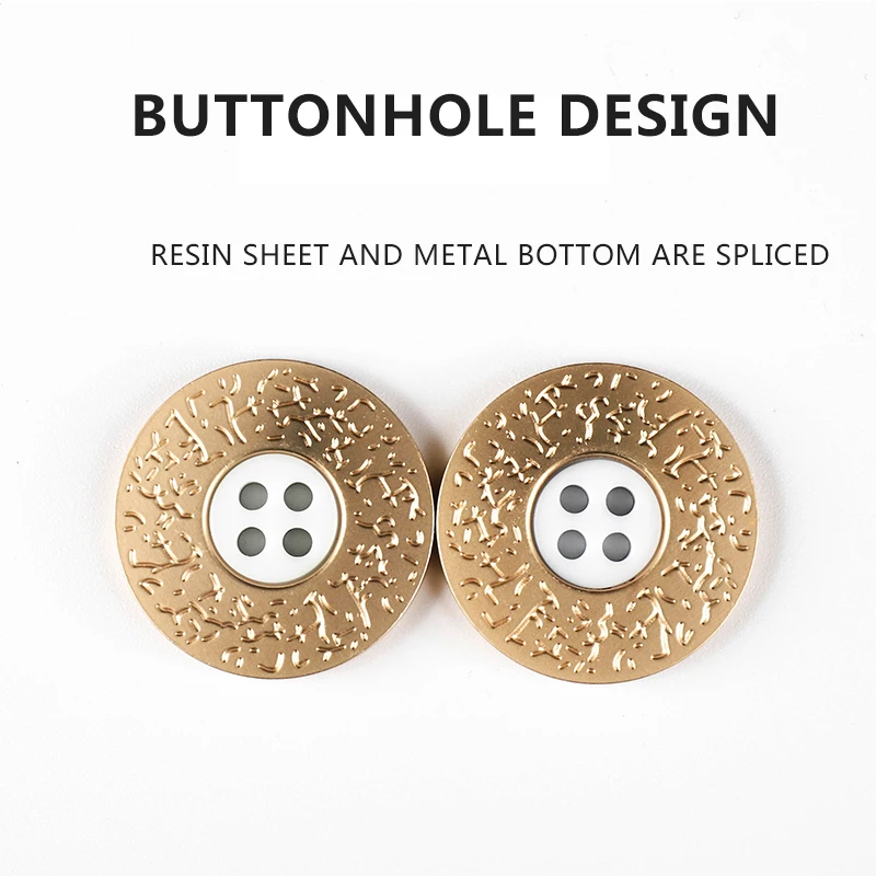 High quality luxury coat button clothes accessories embossed double-stitched button alloy four-hole jacket buttons With Coat