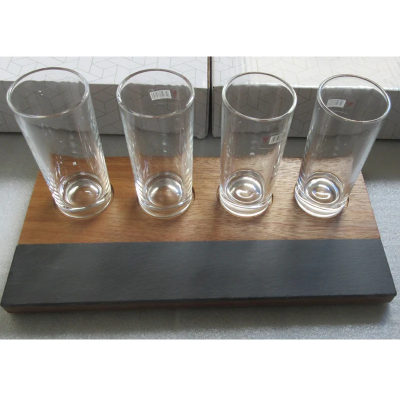 New Product Stone Black Rectangle Cheap Wood Cheese Board With Chalkboard Slate Serving Wooden Pizza Tray