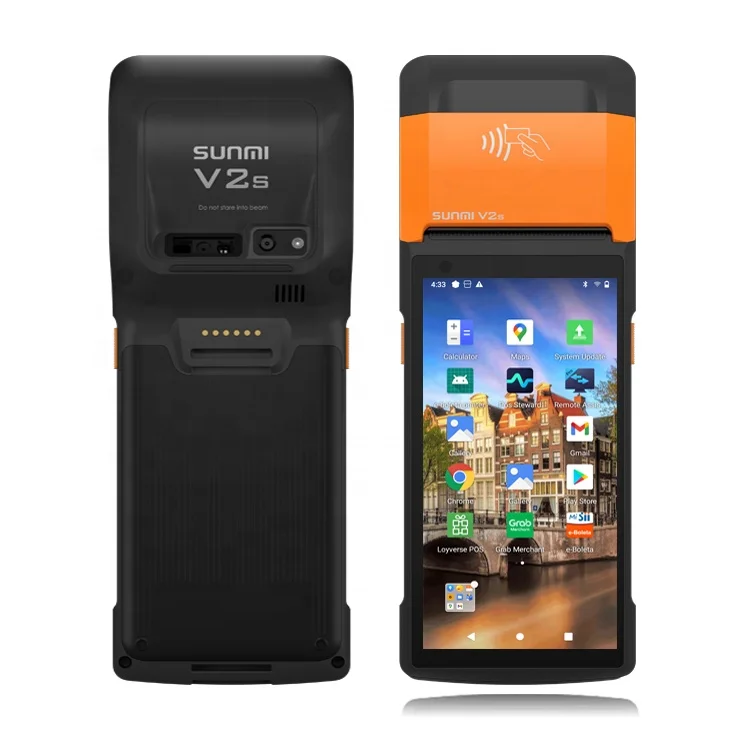 Sunmi V2S Billing Machine handheld pos terminal android Printer Touch Screen Cash Register Code Scanner mobile pos
