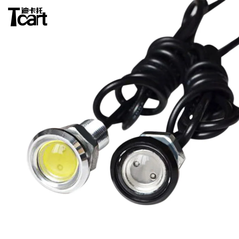 Автомобильные светодиодные декоративные огни Tcart, 12 В, 3 Вт, 18 мм, 23 мм, высокомощные водонепроницаемые дневные ходовые огни с металлическим корпусом, Автомобильные дневные ходовые огни DRL «Орлиный глаз»