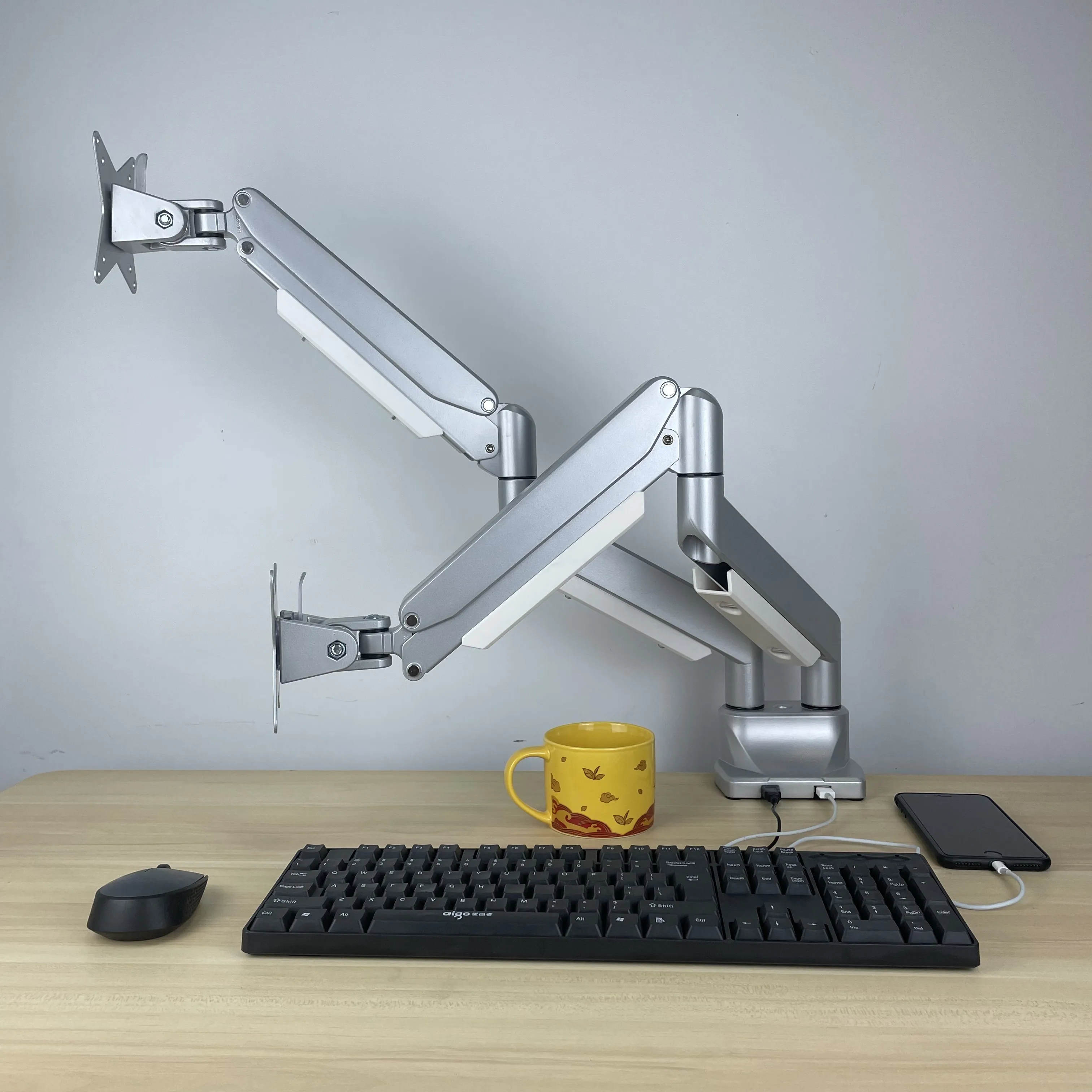 OEM ODM Monitor Arm Riser VESA Desktop Quick Release Aluminum Gas Spring Dual Monitor Stand