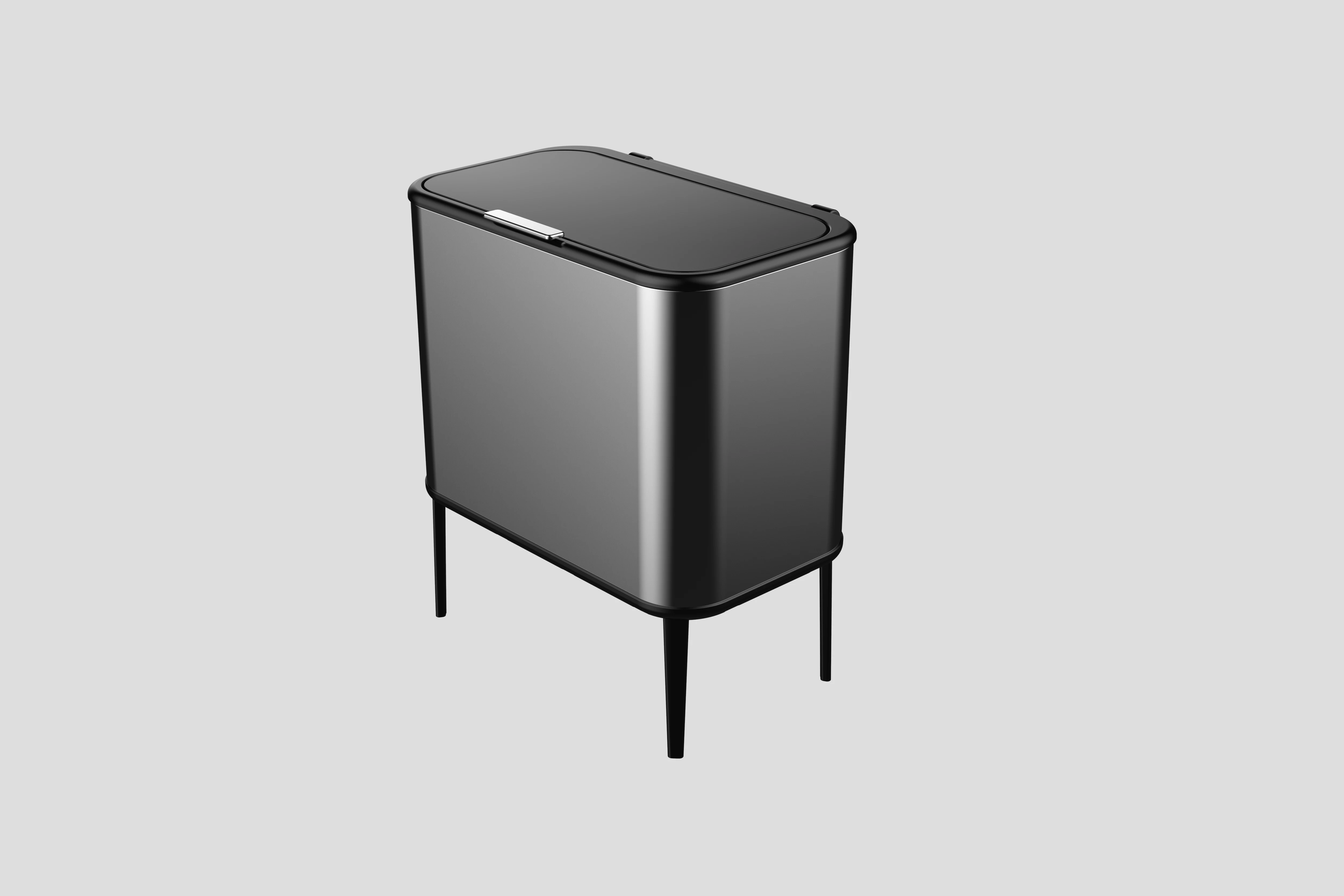 2024 NEW Stainless steel hand press dustbin with 4 legs big size 60L home hotel Rubbish/Trash/garbage bin with lid  hand press