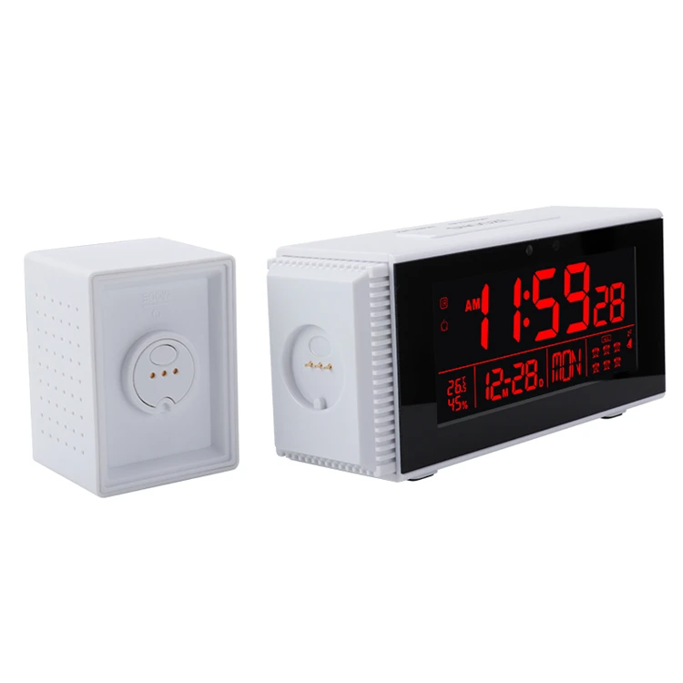 Mini smart alarm clock with FM radio temperature and humidity night light digital clock for desktop