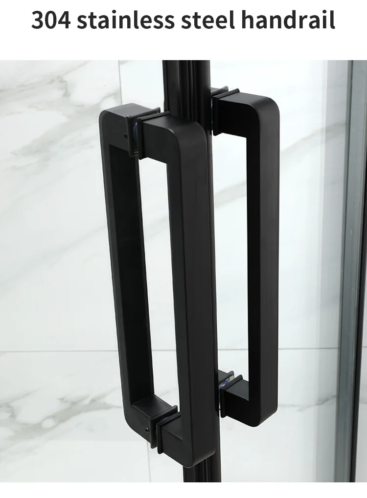 bathroom shower room sliding door tempered glass corner rhombus shower room Enclosure Black