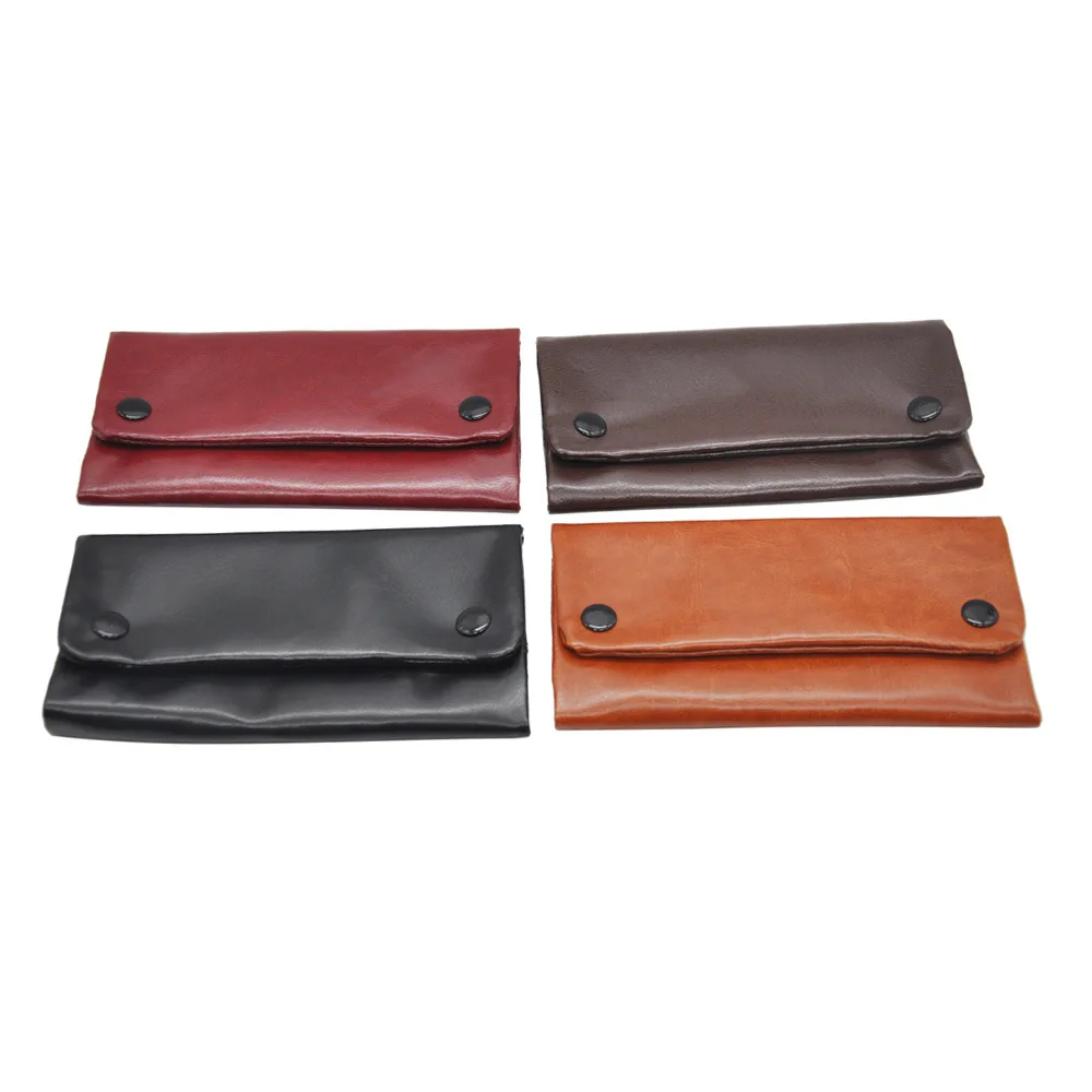 TOP-61033 Wholesale Rolling Soft PU Leather Tobacco Pouch Wallet Bag With Zipper